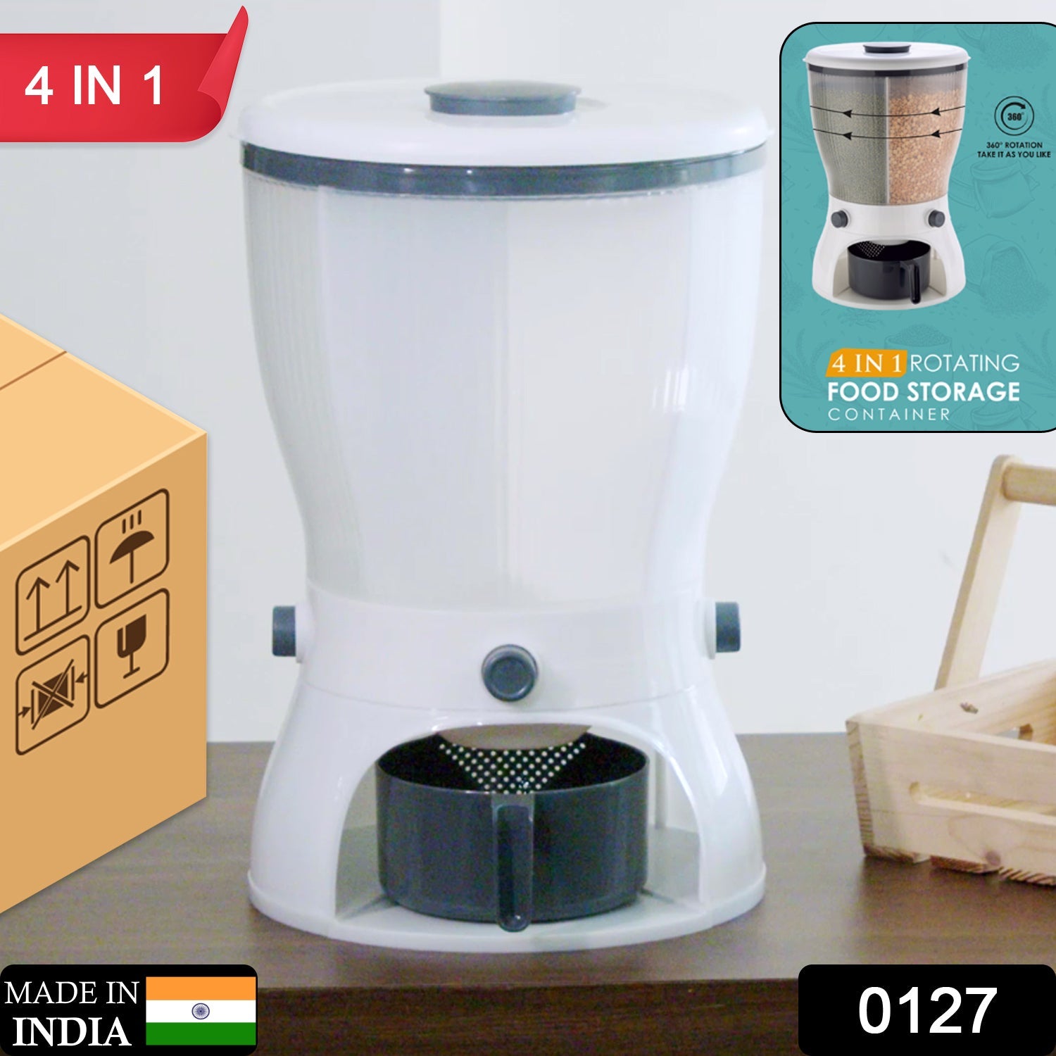 0127 4in1 Rice Dispenser, Grain Storage Container Household Cereal Dispenser DeoDap 0127 4in1 Rice Dispenser, Grain Storage Container Household Cereal Dispenser DeoDap